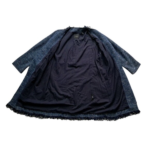 Theory Coat Women's Large Blue Zarafilla Indigo Tweed Fringe Trim Work Career - Picture 10 of 14